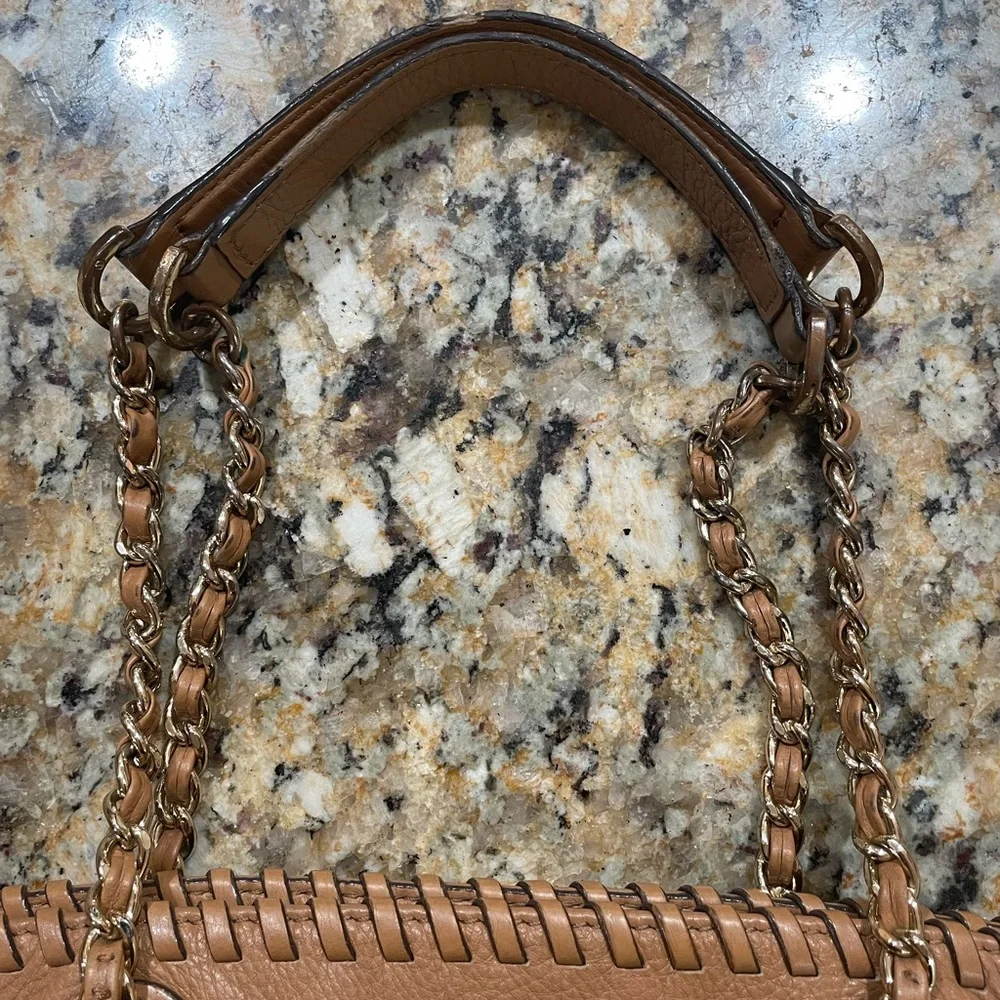 Tory Burch Royal Tan Pebbled Leather #60 - Picture 3 of 4